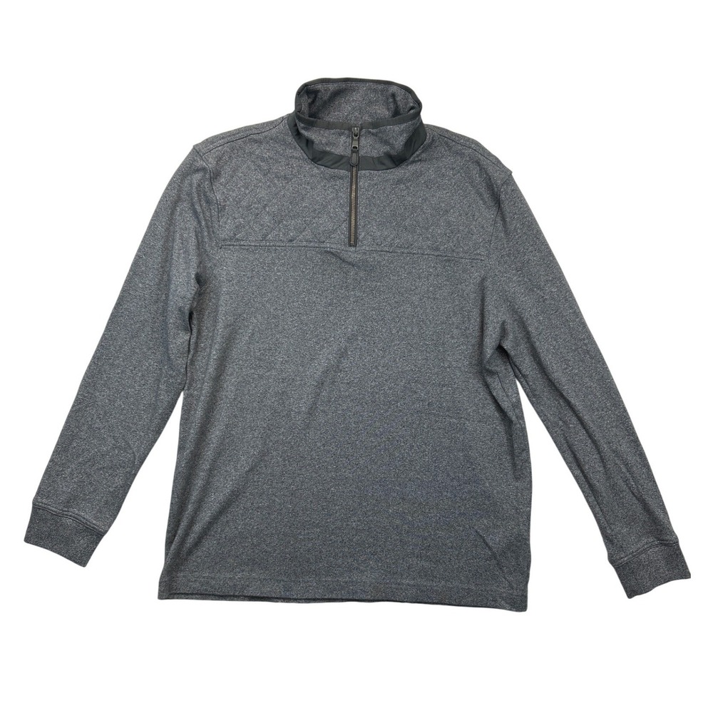Banana Republic Pullover Mens XL Grey Quarter Zip Quilted Yoke Heathered Cotton